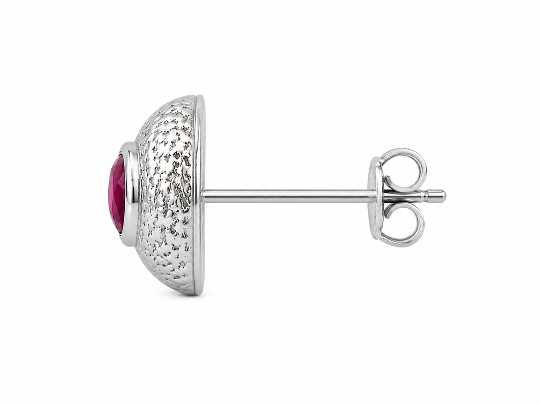 Ruby Aura Silver Studs