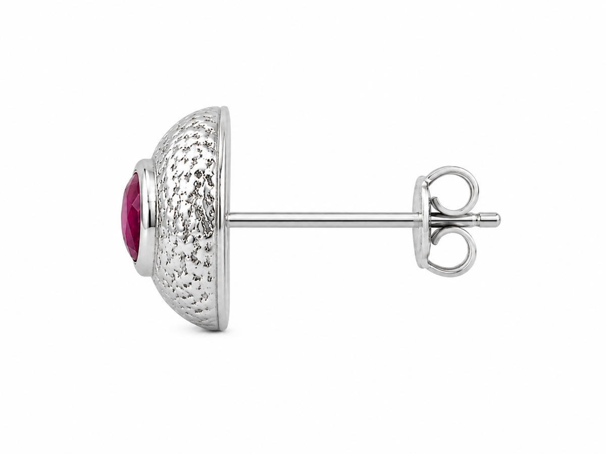 Ruby Aura Silver Studs