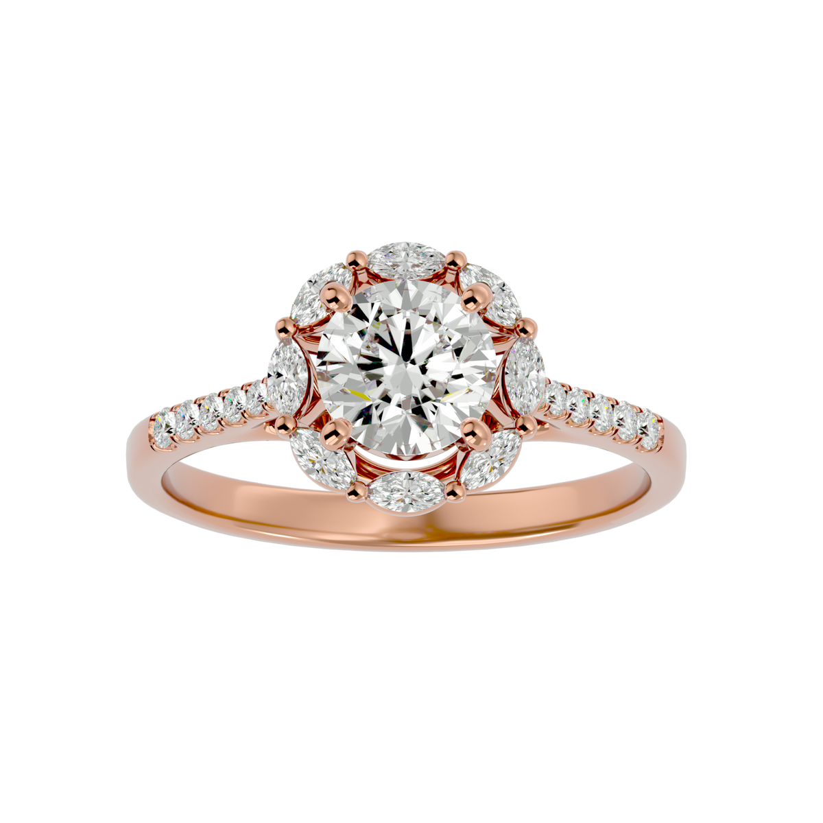 Josephine Solitaire Halo Ring