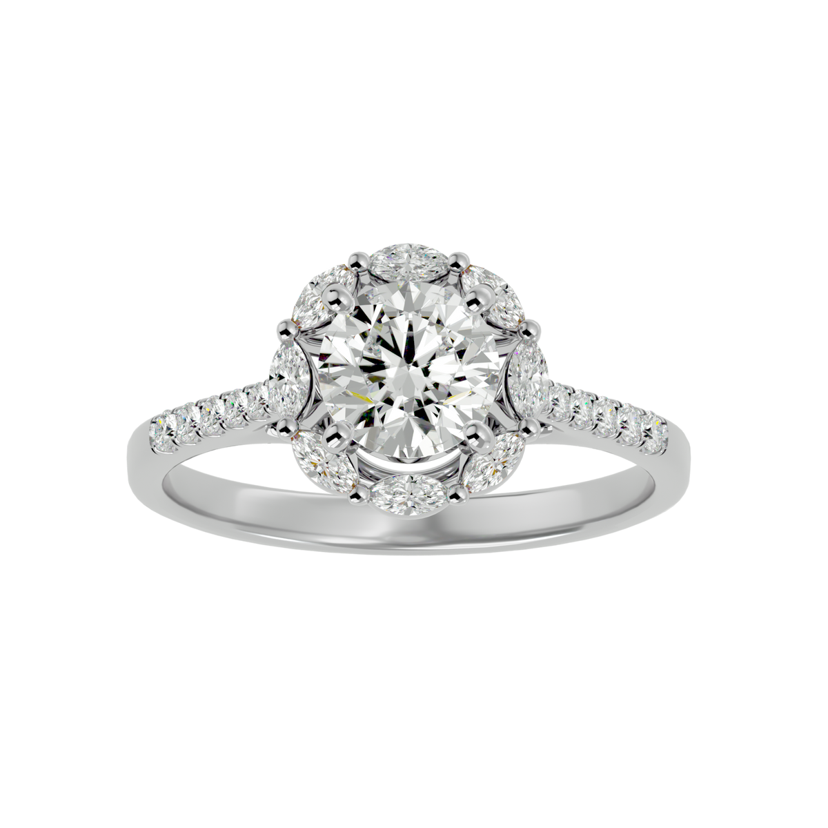 Josephine Solitaire Halo Ring