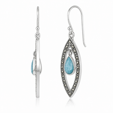 Aqua Teardrop Silver Earrings
