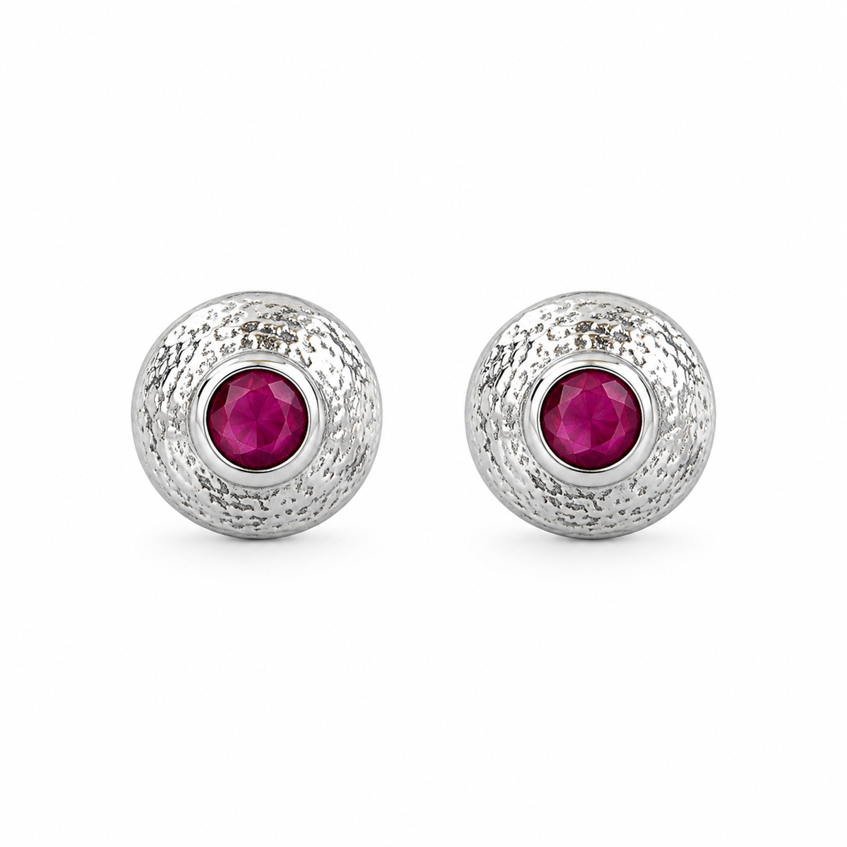 Ruby Aura Silver Studs