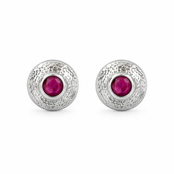 Ruby Aura Silver Studs