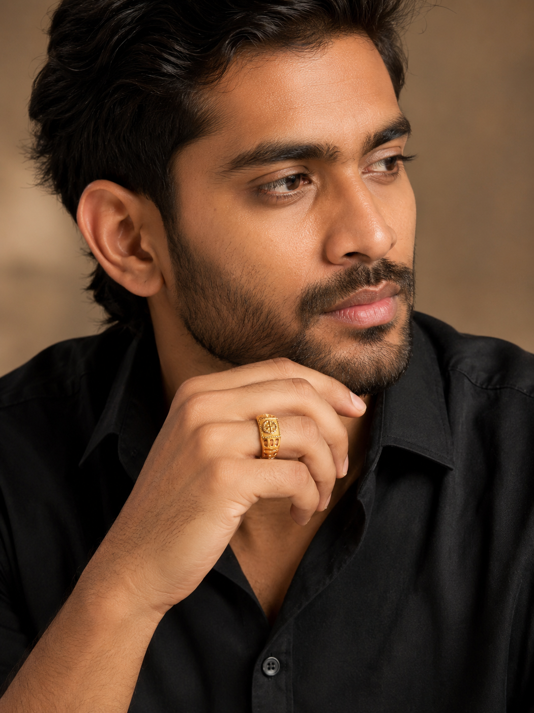 Dharma Shield Gold Ring