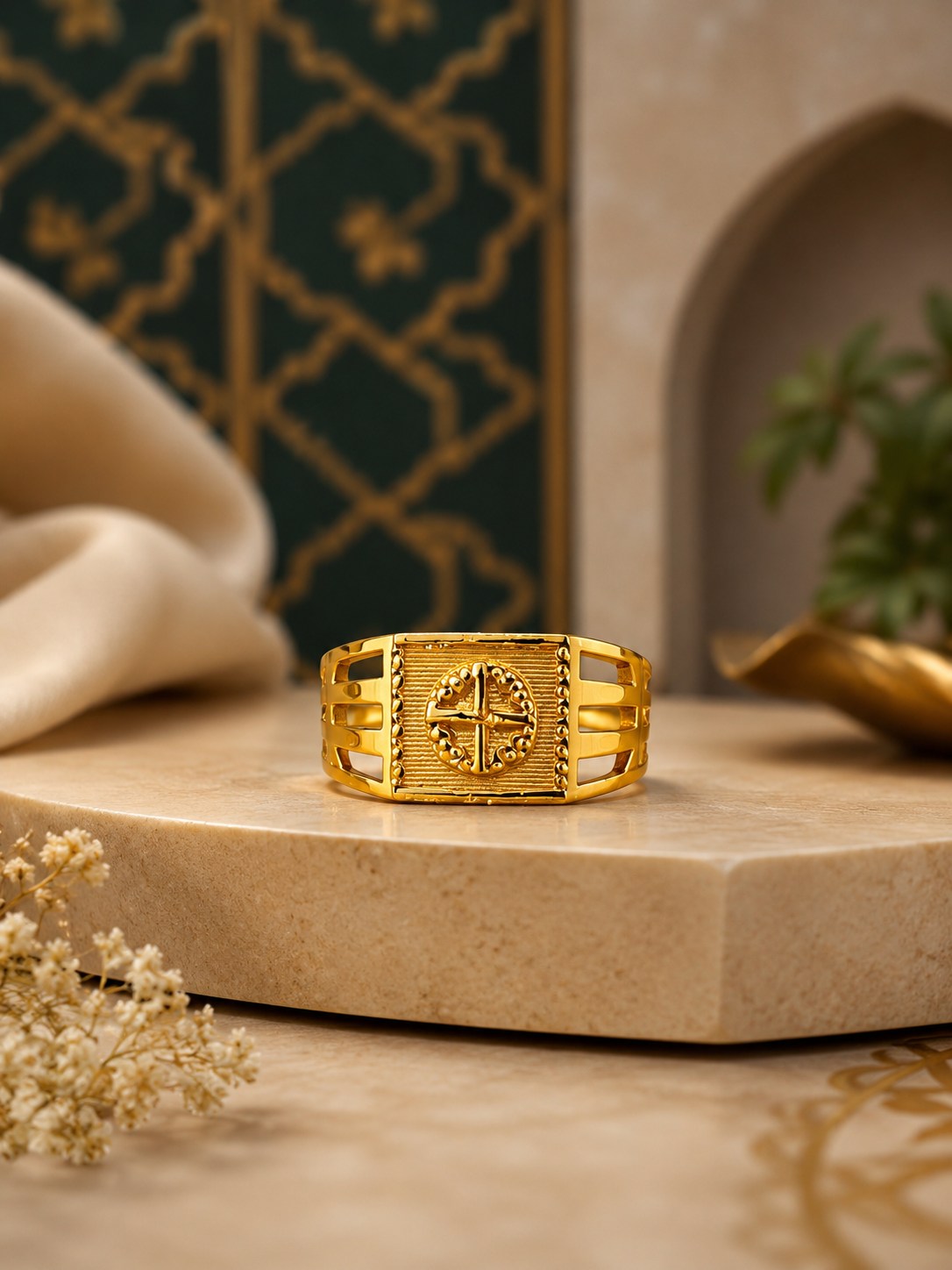 Dharma Shield Gold Ring