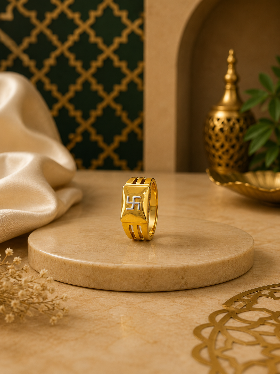 Shubh Swastik Statement Ring