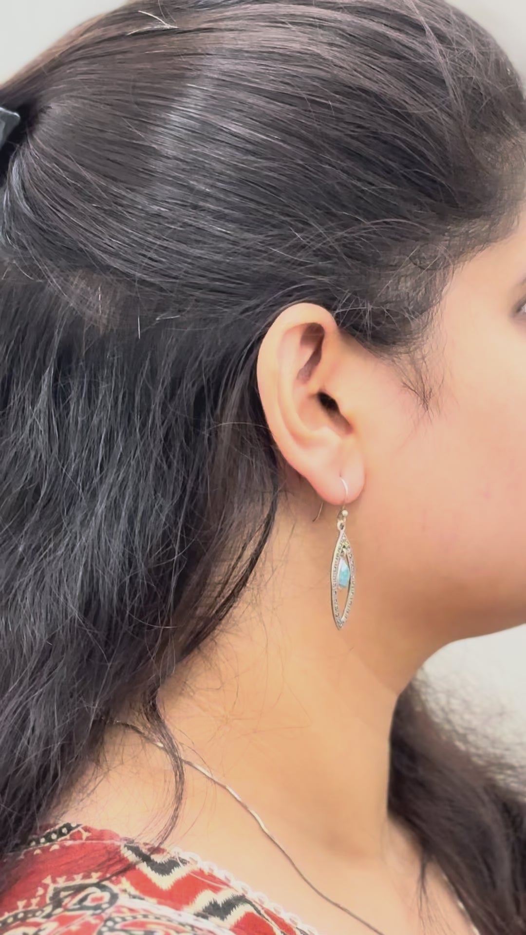 Aqua Teardrop Silver Earrings